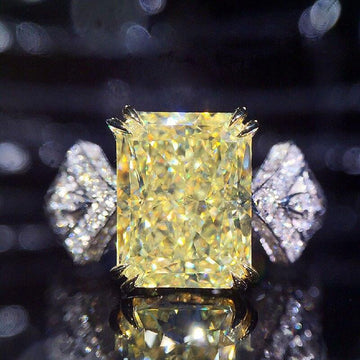 New Arrival Luxury Yellow Color Rectangle Cut AAA+ Quality CZ Diamonds Fashion Ring - The Jewellery Supermarket